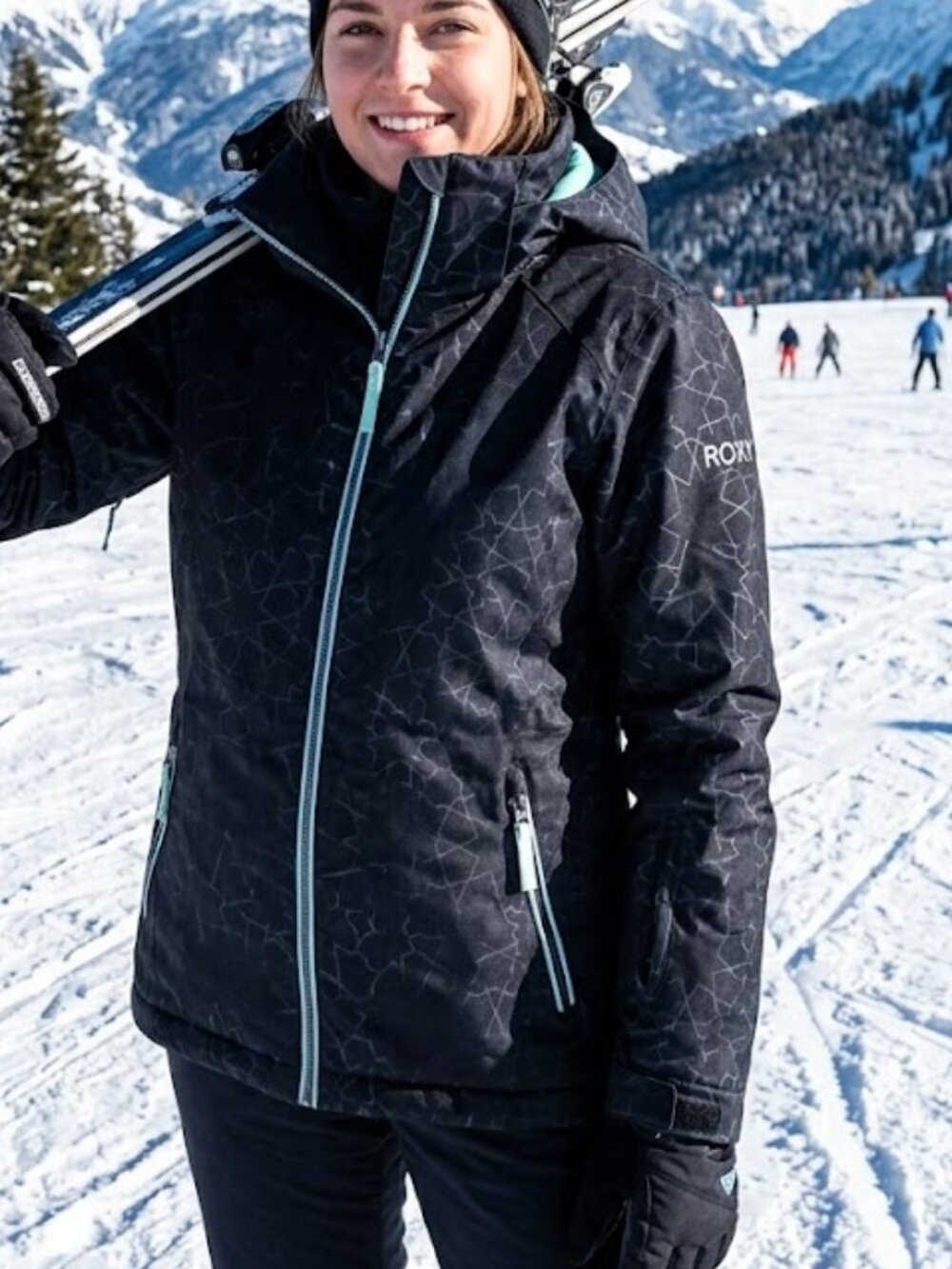Roxy Women's Ski Jacket DryFlight 10K - Size XL - Black Geometric Pattern